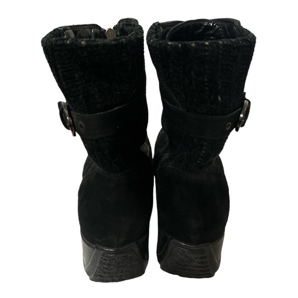 Euc - Aquatalia Black Suede Leather Zip Up Wedge Calf Boots - Size 9 — image 3 of 5